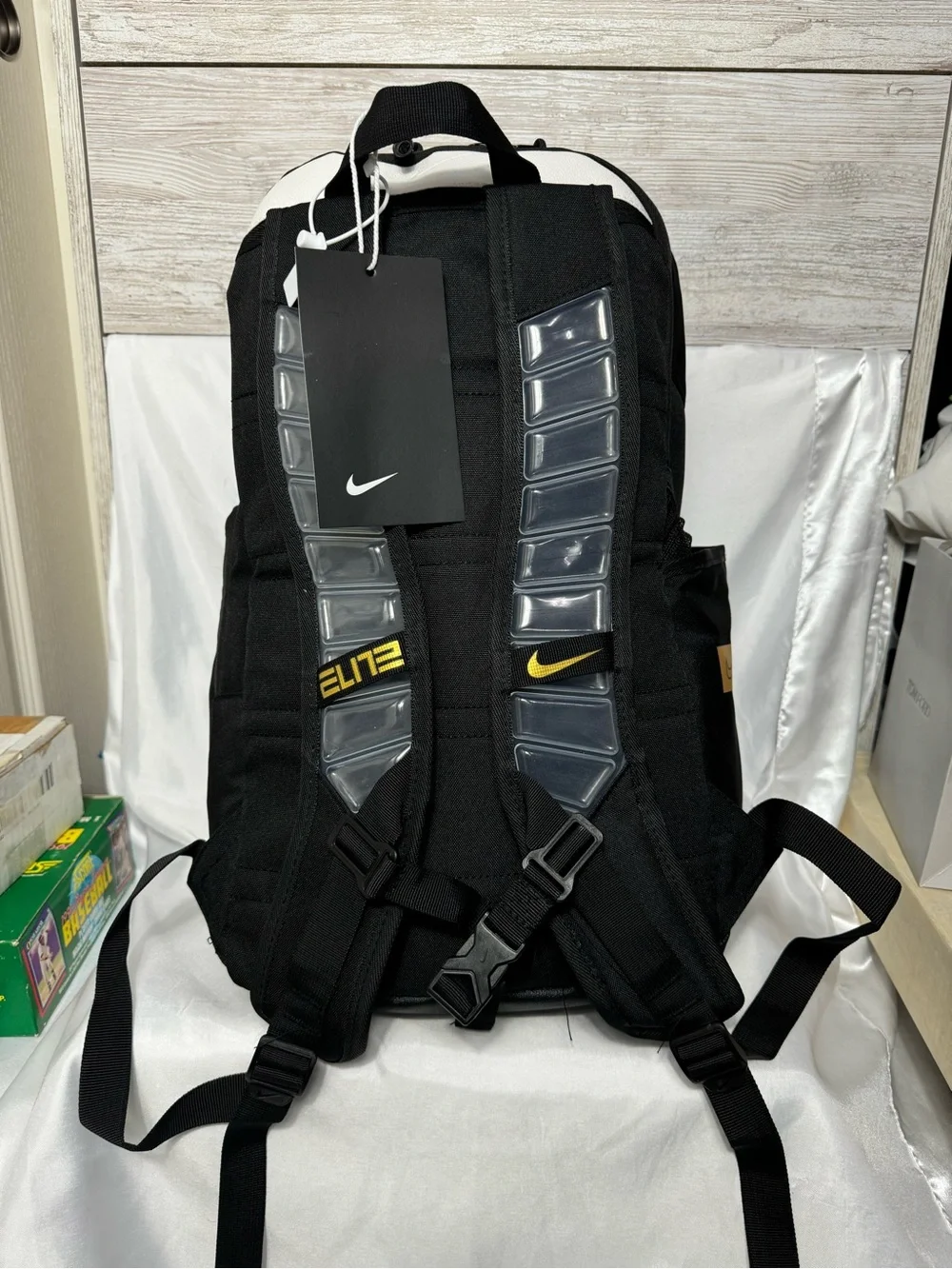 Nike Elite Pro Basketball Backpack Black White Gold Athletic Gym Bag New - Picture 2 of 5